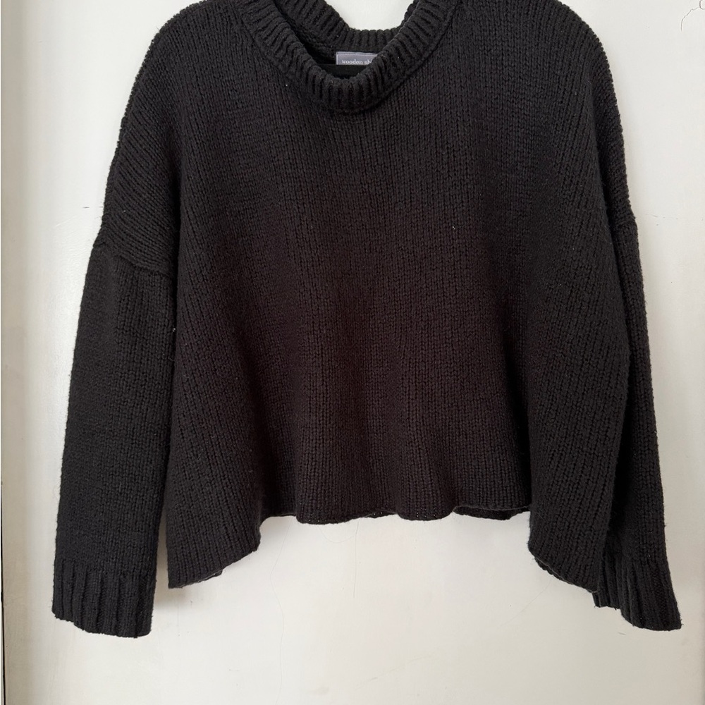 Wooden Ships Black Chunky V-Neck Sweater